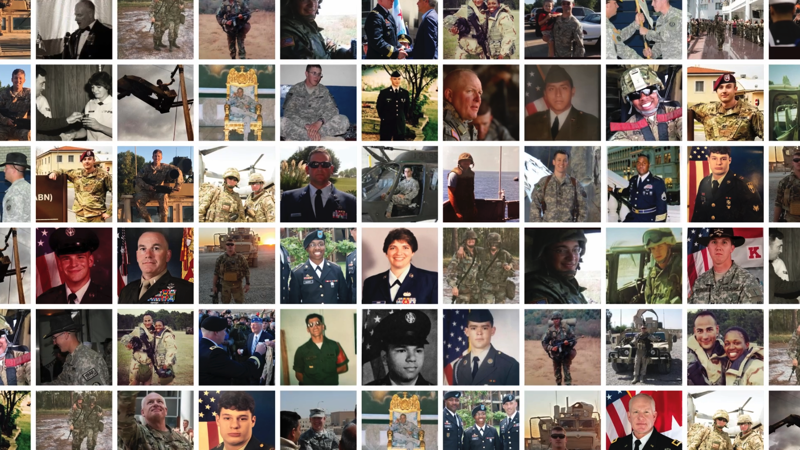 Collage of all the Pactiv Evergreen Veterans in their military uniforms