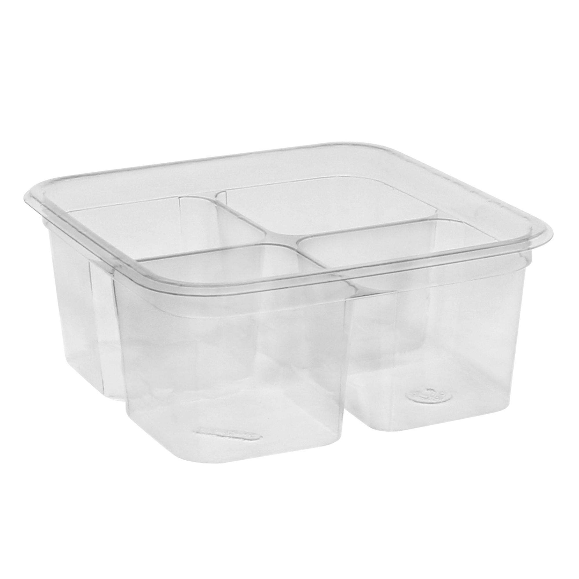 Square Container Base & Lid 4-Compartments Black Ctn/150 Sets