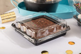 Square shape brownie container with a black base and clear lid