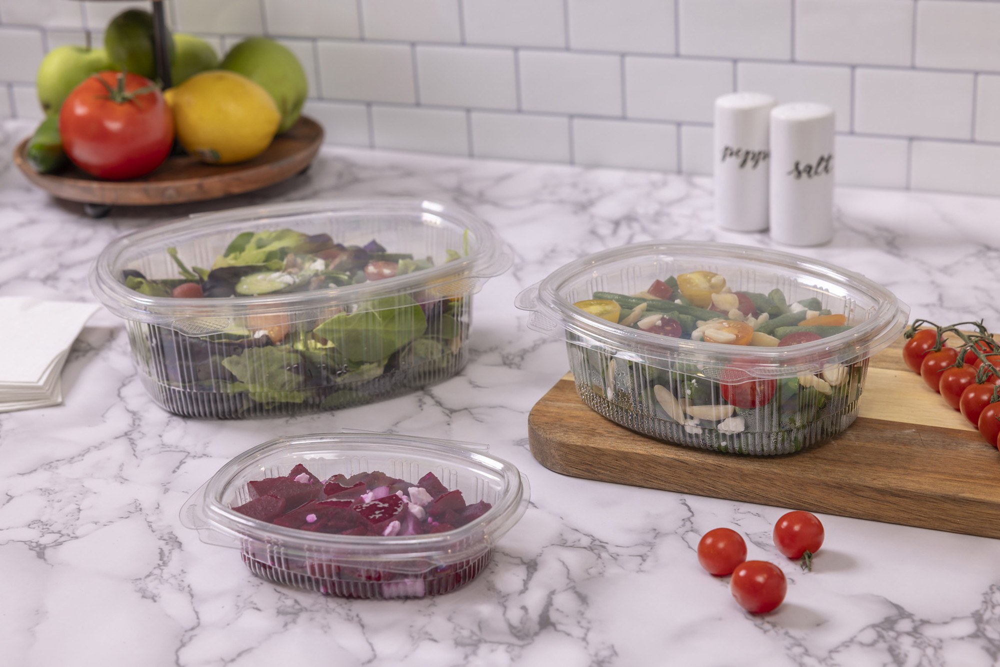 16 oz. Recycled Plastic Hinged Lid 1 Compartment Takeout Deli
