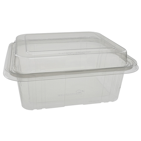 Tamper Tek 8 oz Rectangle Clear Plastic Container - with Hinged Lid,  Tamper-Evident - 4 3/4 x 6 x 1 1/4 - 100 count box