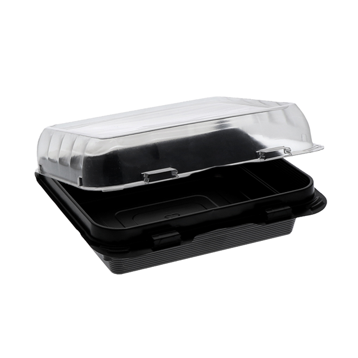 16 oz. 6 X 6 Dual Color SmartLock® Hinged Lid Snack Box Container,  Black/Clear, 200 ct.