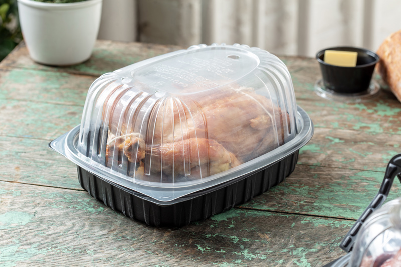 Chicken Roaster with Clear Dome Lid Microwavable - 110 Pack