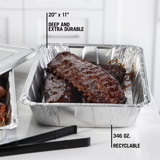 fresh bbq meat in a recyclable aluminum container	