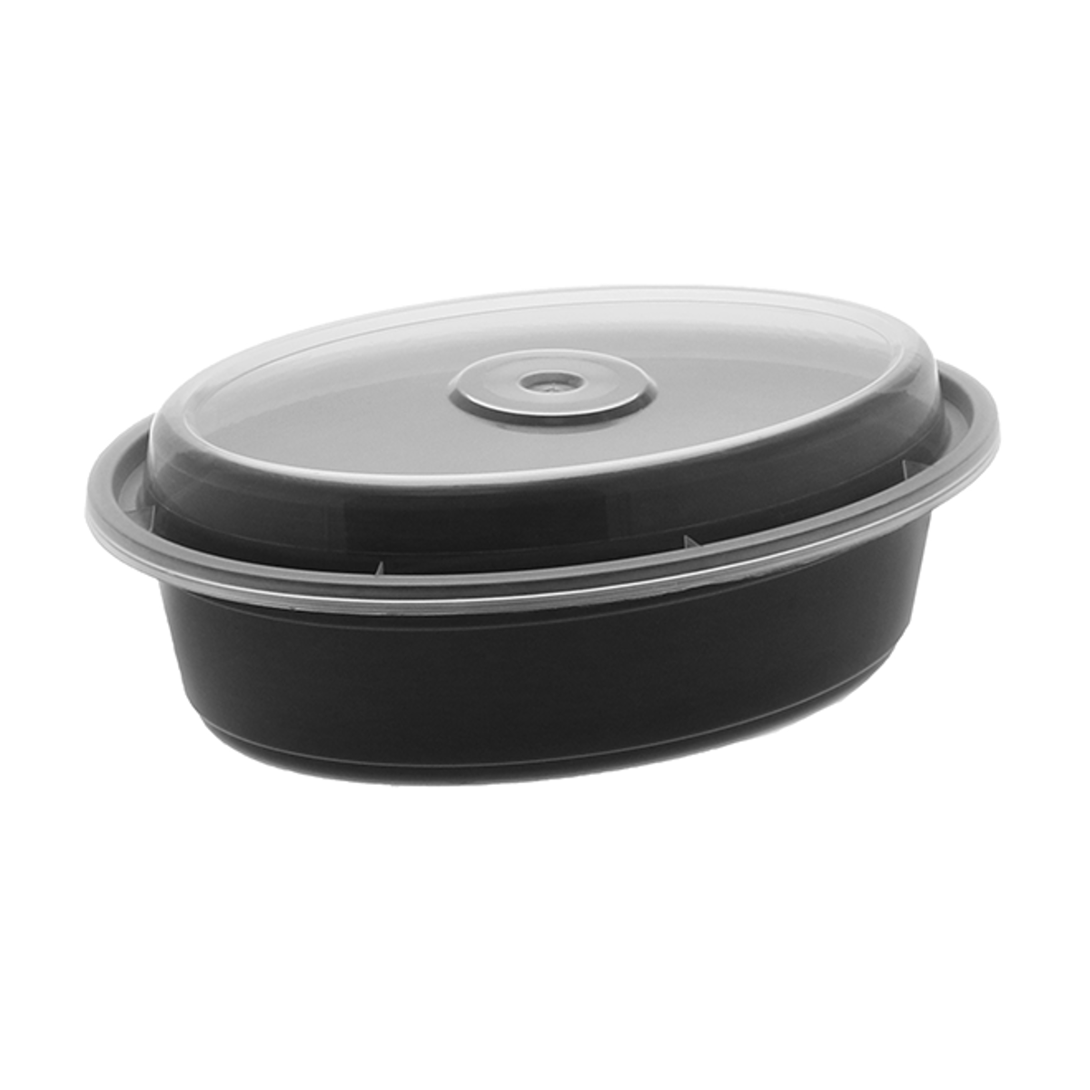 Choice 16 oz. Black 6 1/4 Round Microwavable Heavy Weight Container with  Lid - 10/Pack