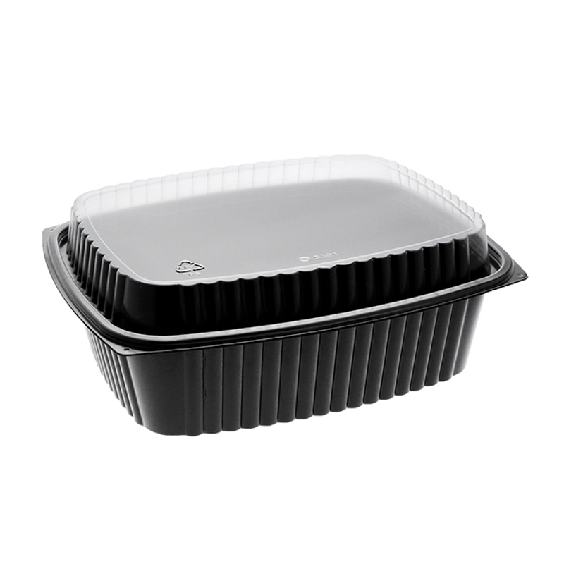 48 oz. 2 Piece Showcase® Deli Container Black Base and Clear Lid Combo