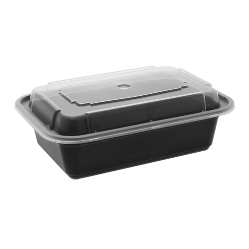 Cubeware Cubeware 48 oz. Rectangular Black Container With Clear Lid, PK100  CR-1147B