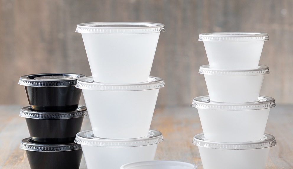 small round containers for sides of sauce