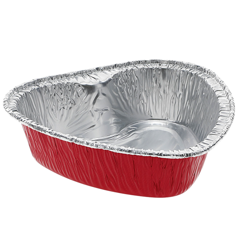 12 oz.. Heart Shaped Aluminum Pan, Red/Silver, 100 Ct. Pactiv Evergreen