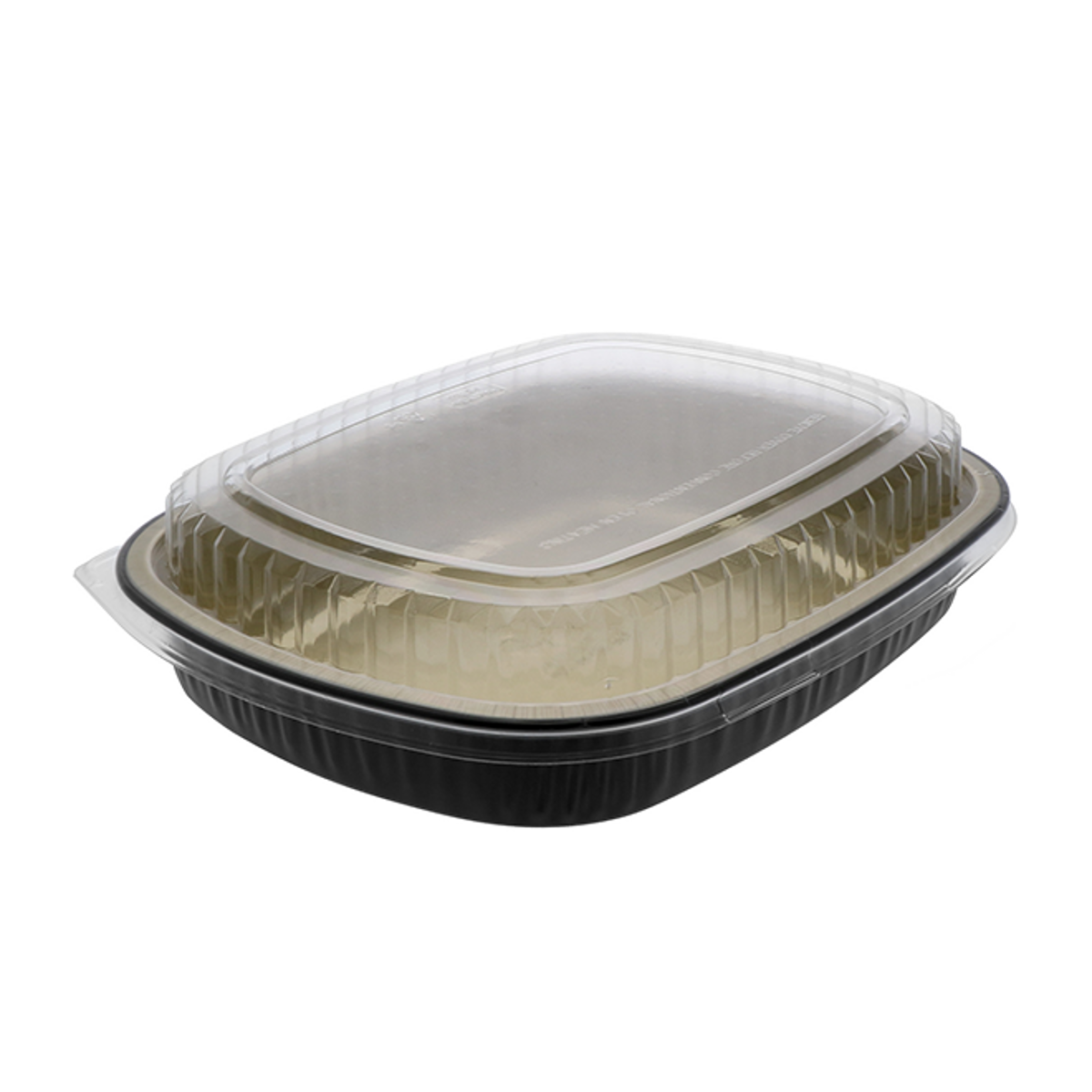 11.25 X 8.88 X 2.16 Aluminum Carry-Out Container, Black And Gold Base  With Clear Dome, 50 Ct.