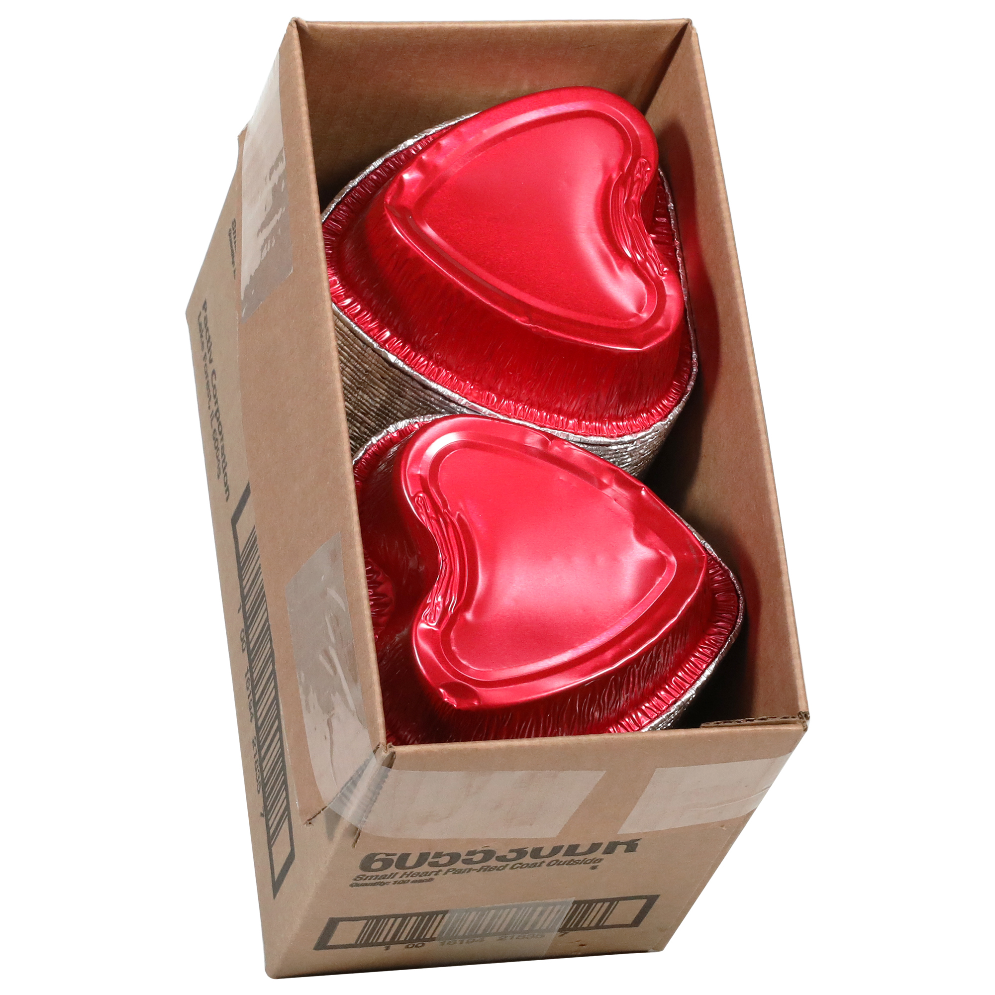 12 oz. Heart Shaped Aluminum Pan Red Silver 100 Ct. Pactiv Evergreen