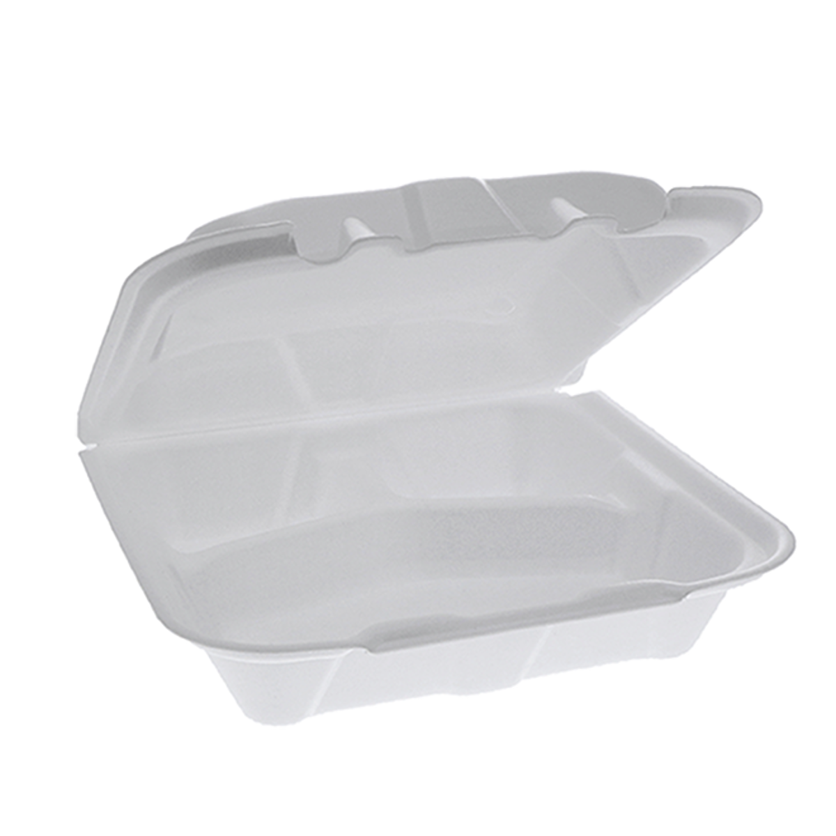 Pactiv 3 Compartment Foam Food Containers, White, 150 Food Containers (For-2328)