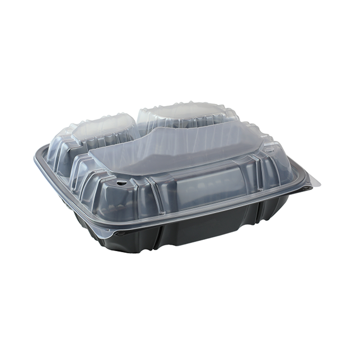 Choice 9 x 6 x 3 Microwaveable 1-Compartment Black / Clear Plastic  Hinged Container - 25/Pack
