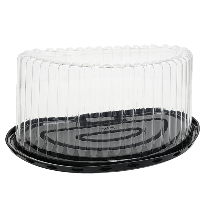 HalfRound 8" Cake Black base with 5"Tall Fluted Dome, Black Base