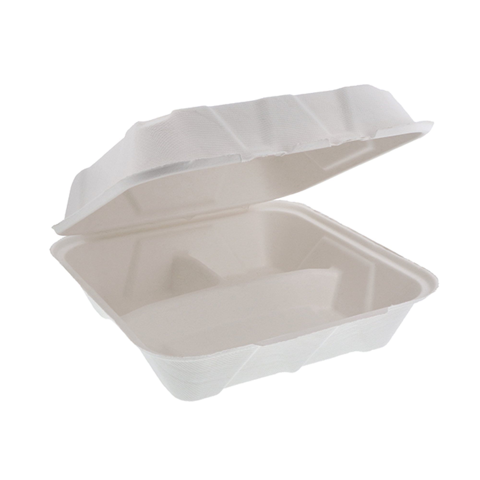 9″ x 9″ x 3″ 3 Compartment Fibre Hinged Lid Container