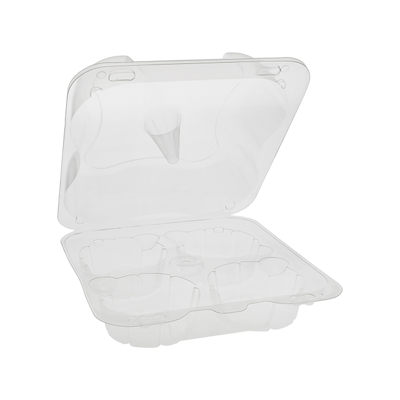 マルチャミー　スリーブ　4個 7.5 x 8 x 3'' PET Hinged Lid Jumbo Muffin / Cupcake Container - 4