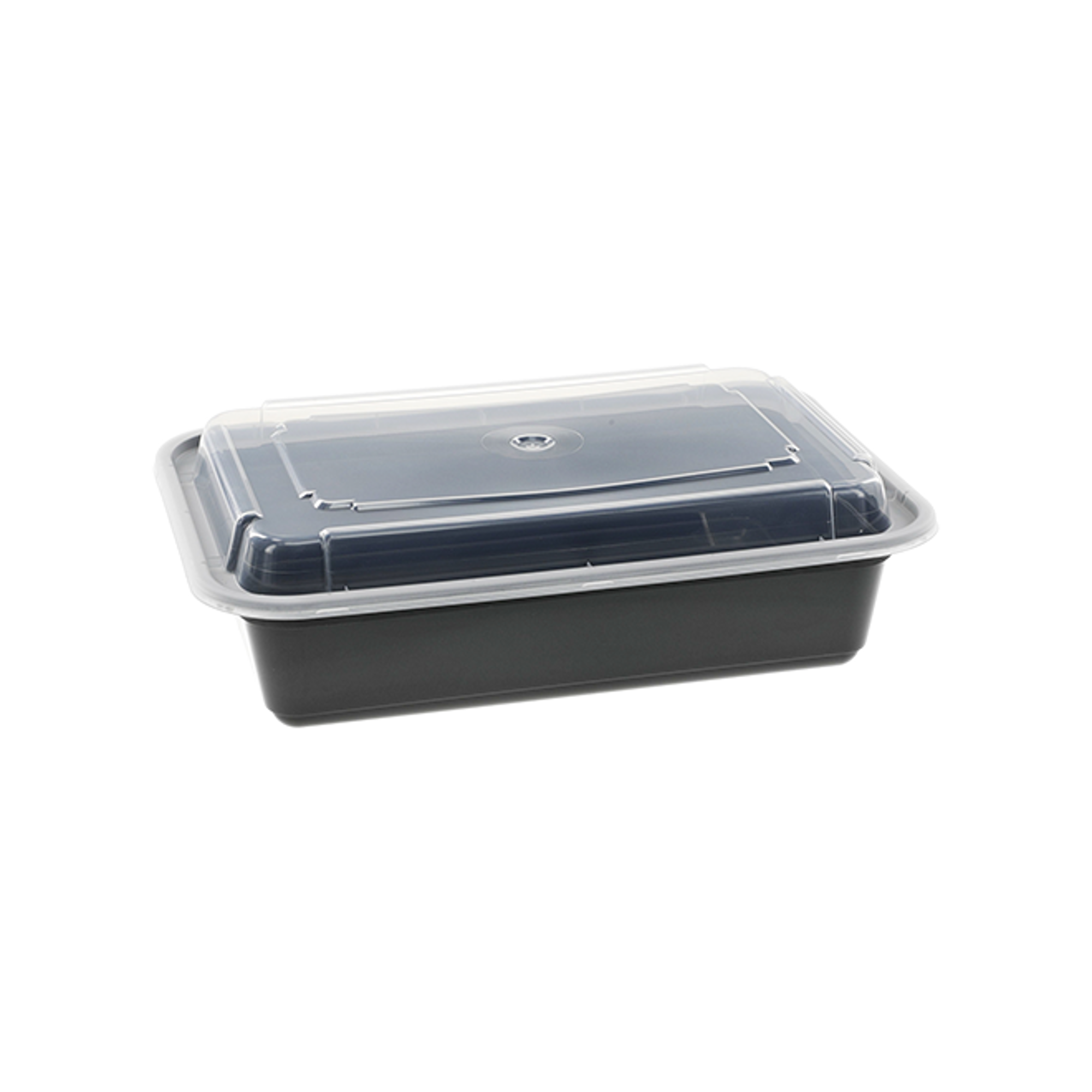 Plastic To-Go Containers And Lids - Rectangle - White With Clear Lid - 38oz.  - 100 Count Box