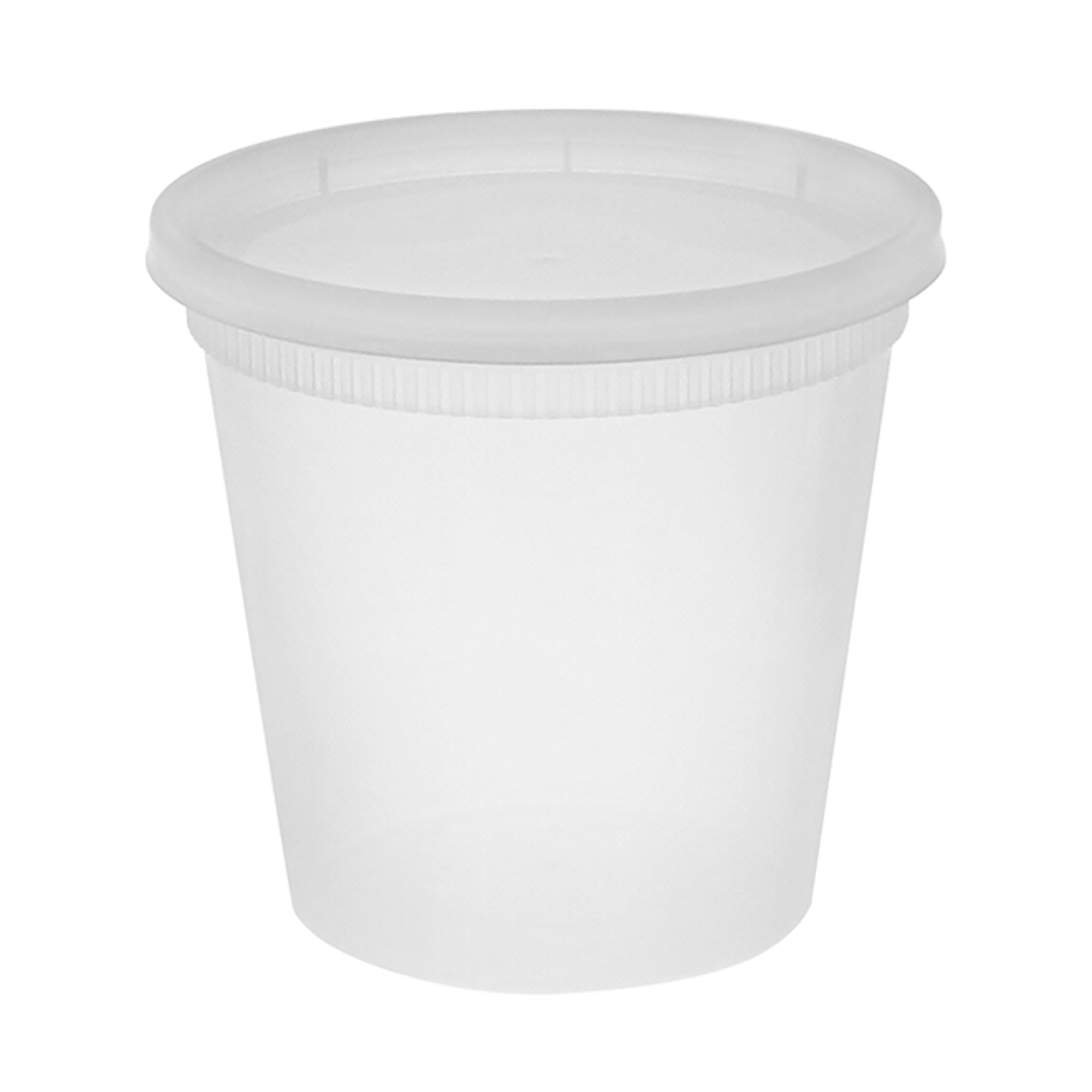 Yocup 24 oz Translucent Plastic Round Deli Container w/ Lid Combo (v2) - 1  case (240 set)