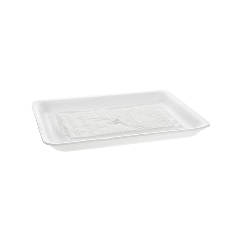 9P Polystyrene Foam Processor Tray with Pad Pactiv Evergreen