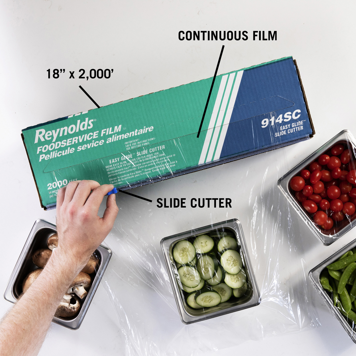 Reynolds® 12 x 2,000' Food Service Plastic Film Wrap with Slide Cutter