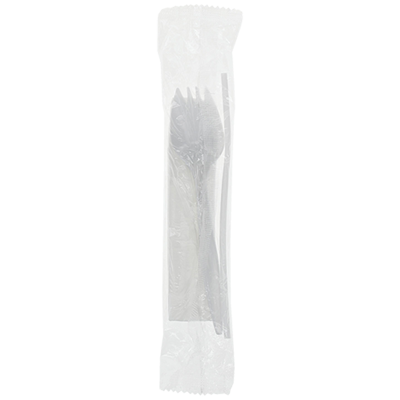 Plastic Cutlery Set (Spork, Wrapped | Straw) Weight Evergreen Napkin, Pactiv 10\