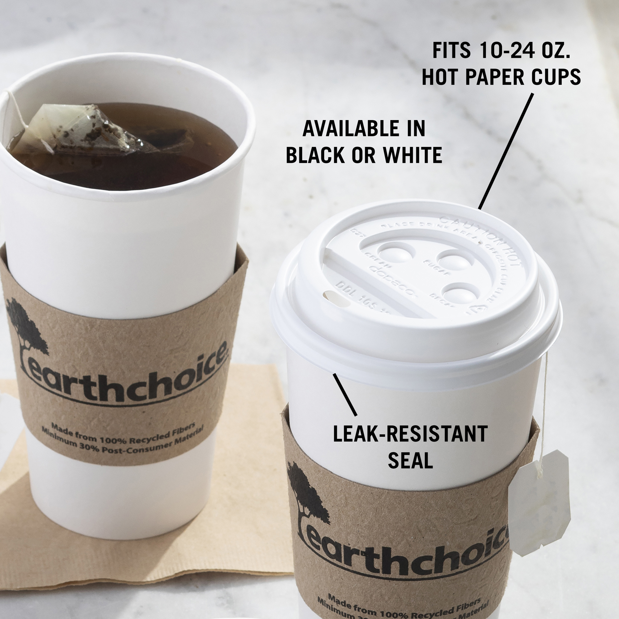 Choice White Hot Paper Cup Travel Lid with Hinged Tab for 10-24 oz.  Standard Cups and 8 oz. Squat Cups - 1000/Case