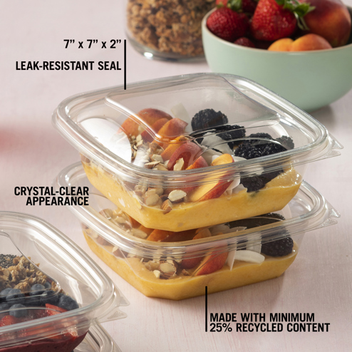 Pactiv 24 oz Plastic 7 Round Meal Prep Food Containers with Lids, Made in  USA