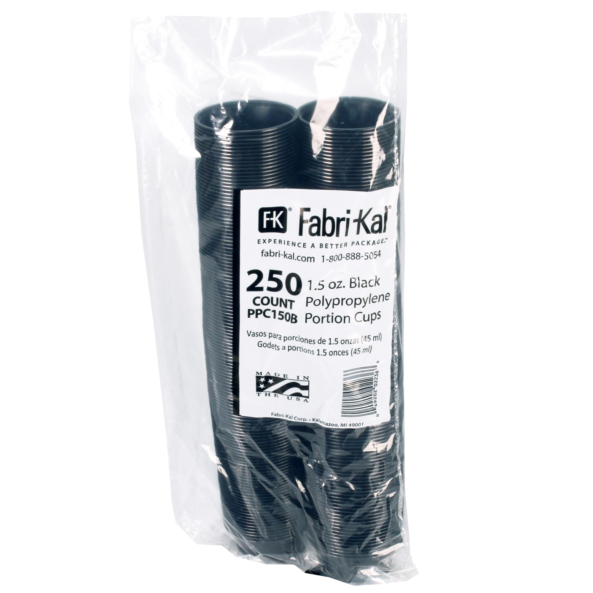 FabriKal 1.5 oz. Polypropylene Portion Cups, Black, 2,500 ct. Pactiv