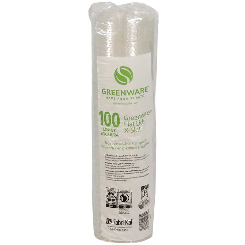 Compostable PLA X-Slot Lids with Flavor Buttons for 16/24 oz. Cold