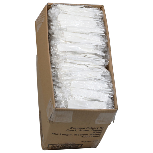 Fieldware® Medium Weight Pactiv Cutlery Plastic (Spork, Evergreen Wrapped Set | 10\