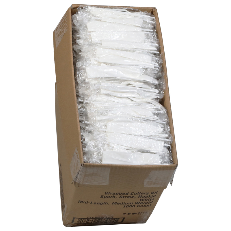 Fieldware® Medium Weight Napkin, Wrapped Straw) Plastic (Spork, | 10\