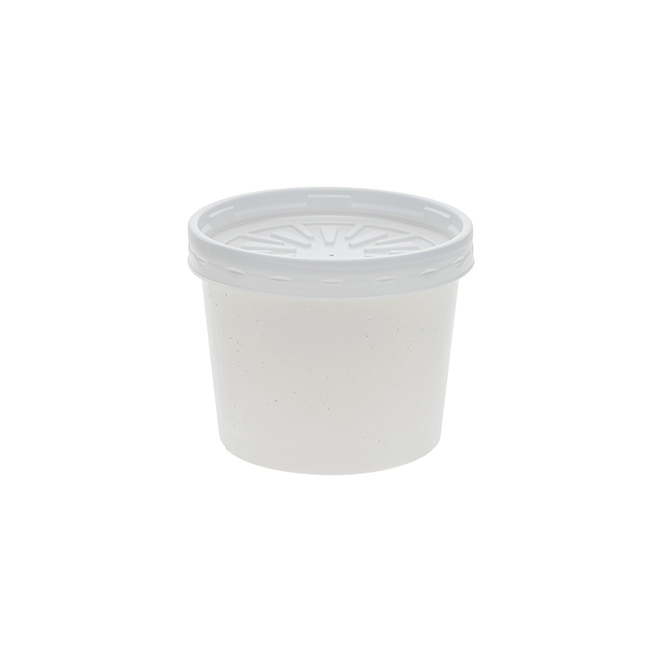 Paper Round Food Container And Lid Combo, 12 Oz, 3.75 Diameter X 3h,  White, 250/Carton
