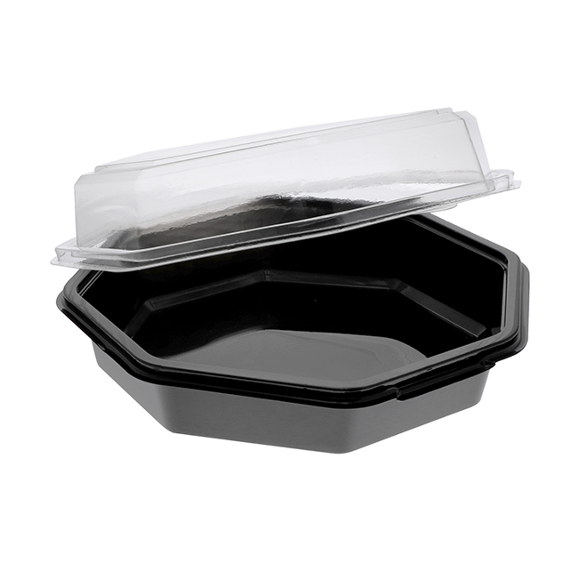48 oz Disposable Togo Bowls with Lids Black 150 Set