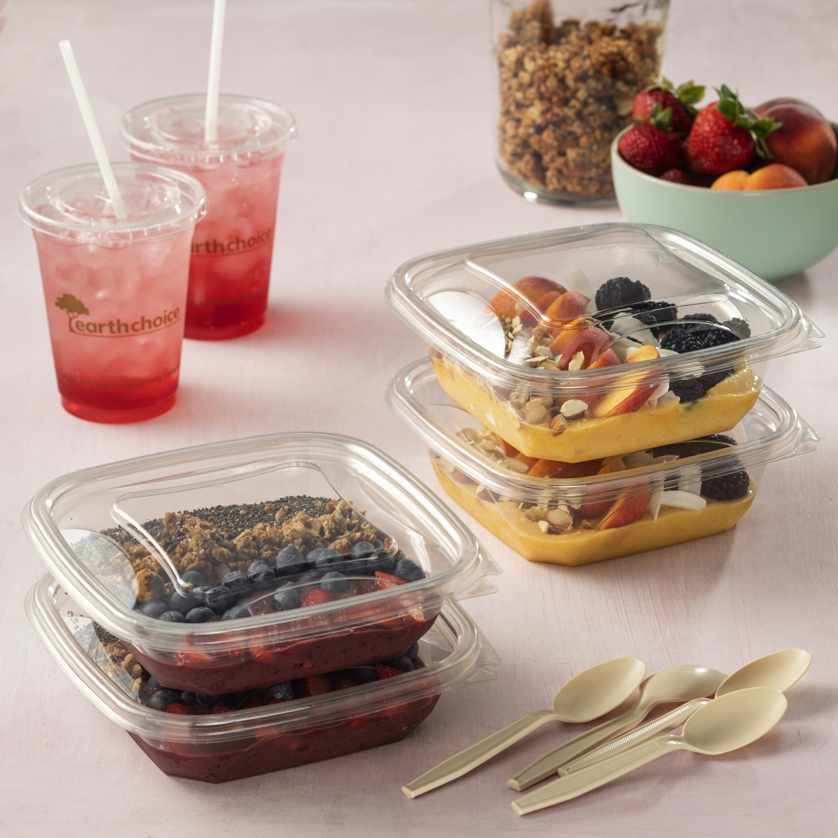 PLASTIK SR-333B Plastic Container & Lid, 3-Section, 32 Oz., 9 x 7