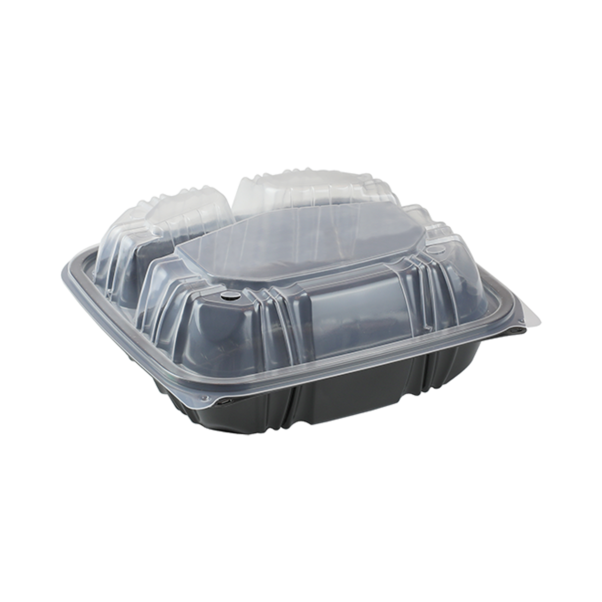 9 x 9 x 3 MFPP 3 Compartment Clear Hinged Take Out Container - Case of 150