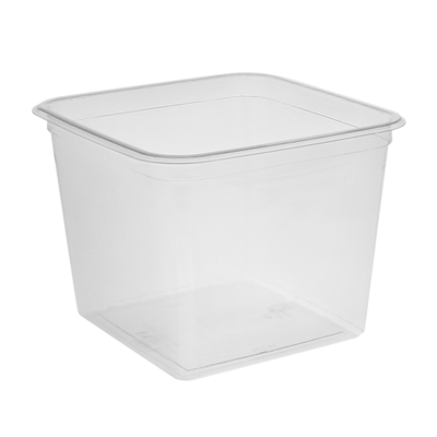 6 60 oz. Recycled Plastic Square Container, Clear, 180 ct.
