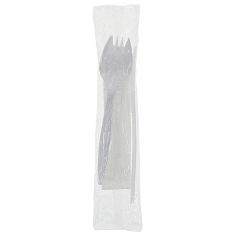 Fieldware® Medium Weight Wrapped Plastic Cutlery Set (Spork, 10"x8