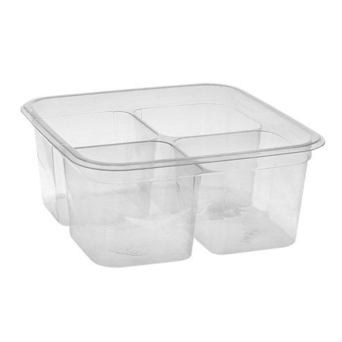 Square Clear Plastic Container with Lid - 3-3/4” x 3-3/4” x 3 1/16″ - 028C