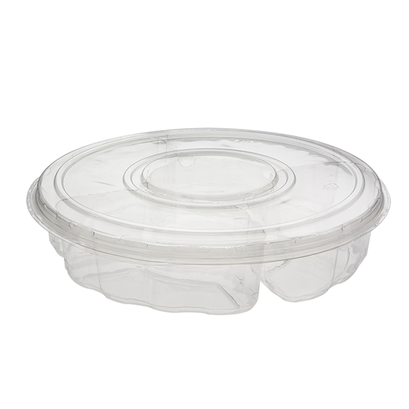 13” Round Platter with Dip Cup and Lid Combo, Clear, 60